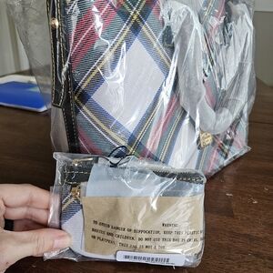 Dooney & Bourke White Tartan Coin Purse